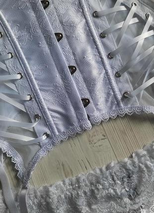 Белый корсет свадебный утро невесты adore me aurora victoria's secret m l стринги кружевной утяжка5 фото