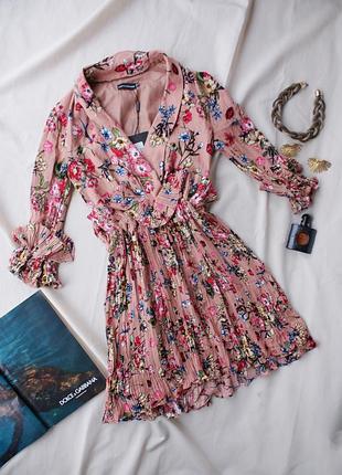 Брендова сукня гофре квітковий принт від plt