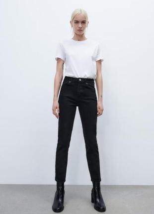 Джинси базові прямі слім чорні slim 34 zara 6045/332