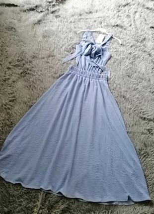 Летнее платье длины миди открытая спинка с бантом