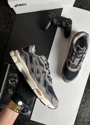 👟 кроссовки asics gel-nyc black grey beige / наляжка bs👟