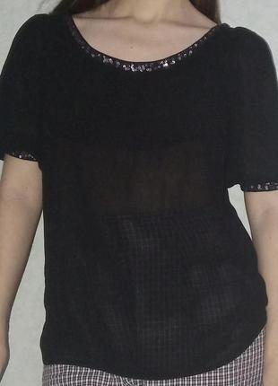 Блуза next шифон прозорий з паєтками