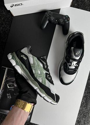 👟 кроссовки asics gel-nyc black white olive / наложка bs👟