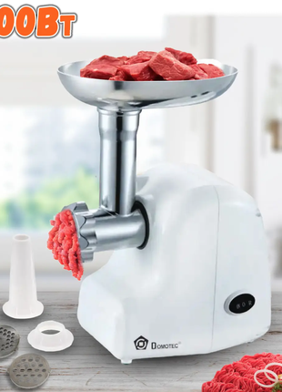 М'ясорубка електрична domotec 2017ms електром'ясорубка з реверсом та насадкою для ковбаси 2500вт