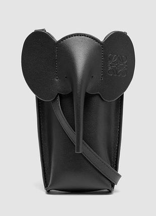 Брендова жіноча шкіряна сумка міні loewe elephant pocket bag in classic calfskin black
