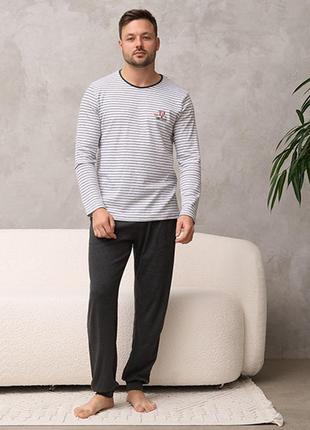 Пижама мужская брюки и джемпер в полоску 18305