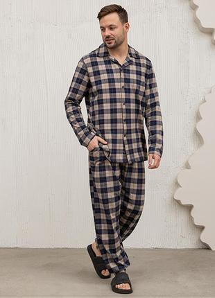 Пижама мужская брюки и рубашка в клетку 18330