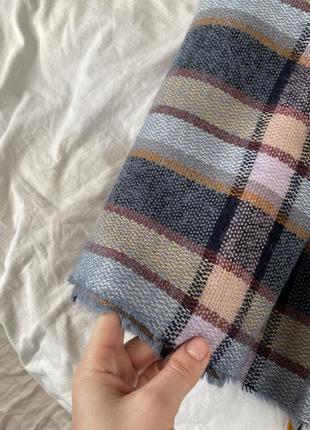 Шарф теплый в клетку