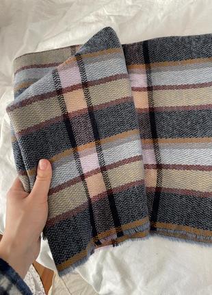 Шарф теплый в клетку