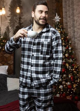 Комплект к80-08, р.s,m,l,xl,2xl,3xl, байка, серый клетка