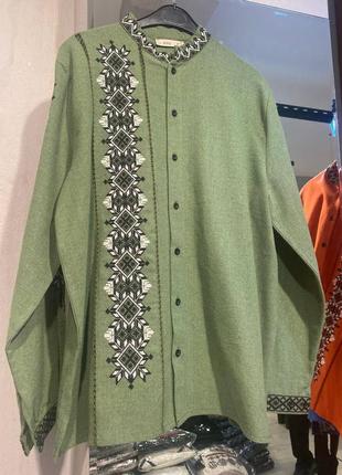 Колоритная мужская рубашка с вышивкой, украинская рубашка вышиванка, этатно рубашка с вышивкой для мужчины