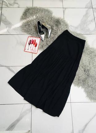 Чёрная макси юбка из натуральной вискозы и льна boohoo хс