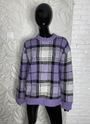 Кофта джемпер оверсайз светр в клітинку h&m, s