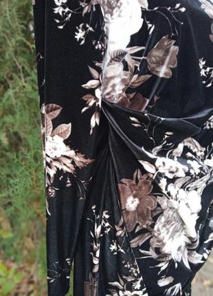 Платье бархат винтажное anthropology с цветами дарпировка миди женственное принт3 фото