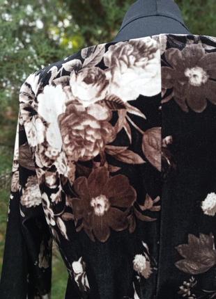 Платье бархат винтажное anthropology с цветами дарпировка миди женственное принт6 фото