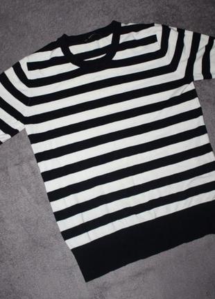 Трикотажная женская футболка zara в полоску