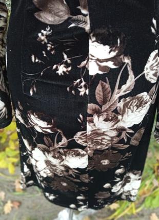 Платье бархат винтажное anthropology с цветами дарпировка миди женственное принт7 фото