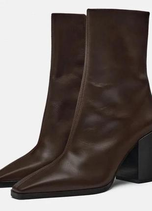 Бордовые ботинки zara, натуральная кожа