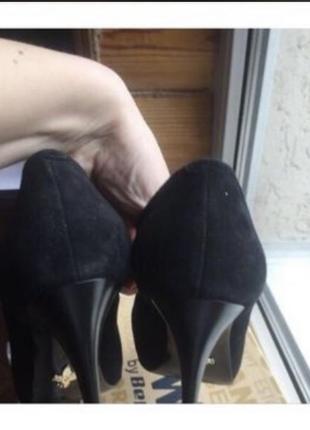 Туфлі чорні натуральний замш з залізним носком 36 розмір2 фото