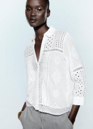 Хлопковая рубашка из прошвы zara
