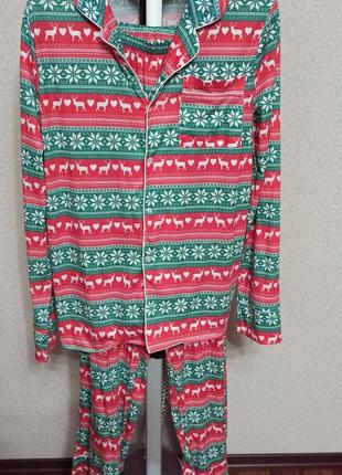 Трикотажная пижама новогодний принт