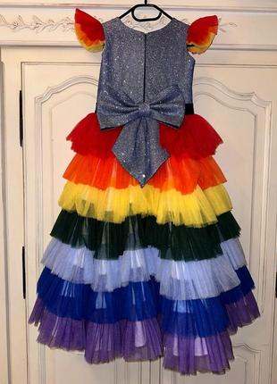 🌈✨️дизайнерское шикарное платье для девочки разноцветные с фатиновой юбкой