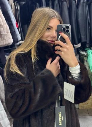 Шуба 120 см шуба норкова шуба цільна шуба махагон шуба гіркий шоколад8 фото