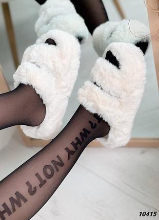 Домашние тапочки молочного цвета на высокой подошве