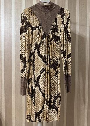 🥰 платье с кружевом в змеиный принт roberto cavalli