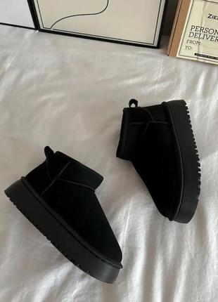 Женские новые угги на платформе ugg черные