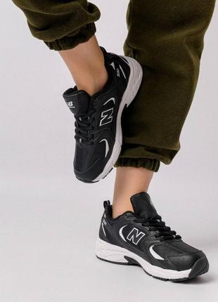 Термо кроссовки женские new balance 530 fleece black white3 фото