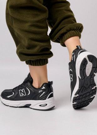 Термо кроссовки женские new balance 530 fleece black white2 фото