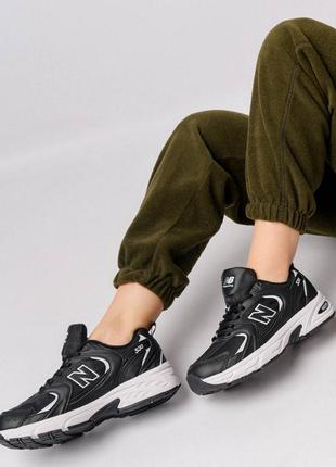 Термо кроссовки женские new balance 530 fleece black white