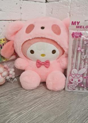 Набор my melody: мягкая игрушка 22см, таба лапка 7см, набор ручек 6 шт
