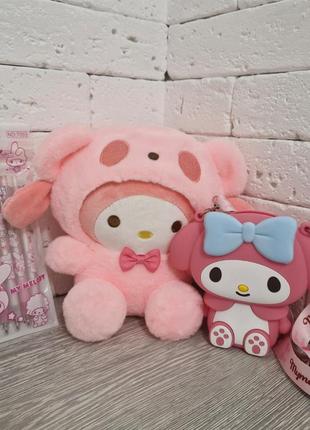 Набор my melody: мягкая игрушка 22см, сумочка, набор ручек 6шт