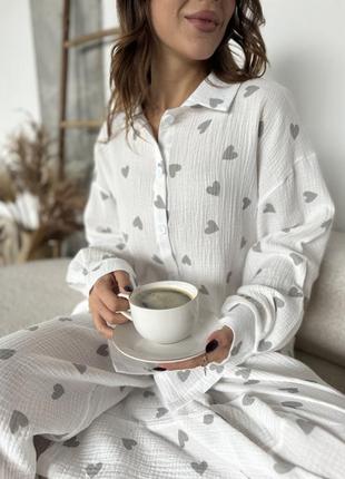 Муслиновые пижамы с сердечками