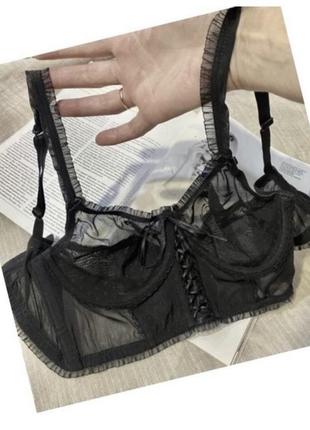 Schiesser шикарный черный нарипрозрачный бюст с кружевом на косточках крутого бренда