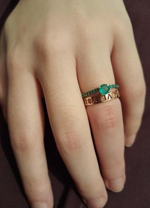 Каблочка love двойная розовое золото натуральные камни