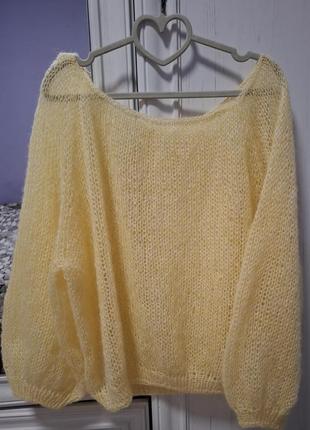 Мохерова кофточка павутинка жовтого кольору.