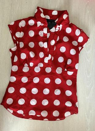 Блуза красная в горох