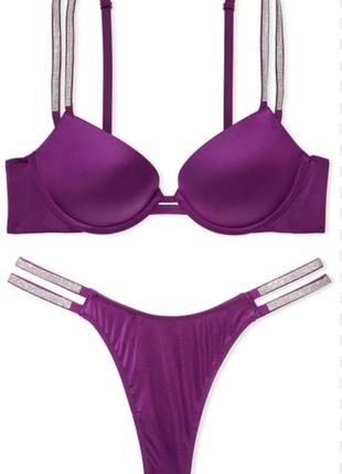 Комплект белья victoria's secret комплект со стразами victoria’s secret бюстгалтер victoria’s secret трусики со стразами victoria’s secret2 фото