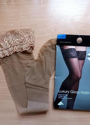 Тонкі тілесні панчохи р. м 10 den atmosphere primark з мереживом на силіконі
