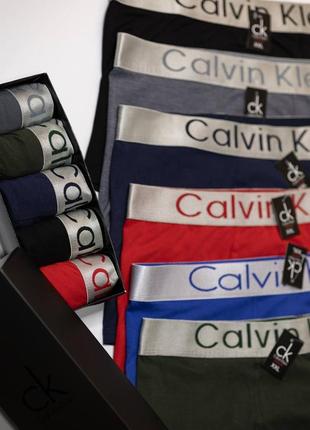 Трусы модель calvin klein цветные серебряная резинка 5 штук в коробке