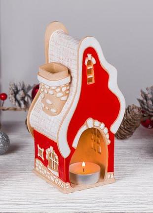 Сказочный рождественский домик подсвечник "огник"