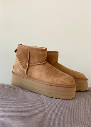 Угги ugg classic mini platform chestnut (premium)