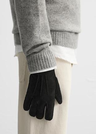 Замшевые черные перчатки мужские zara new
