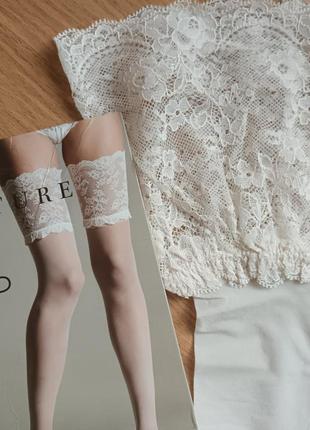 Розкішні весільні панчохи р. s-m 15 den next з широким мереживом на силіконі2 фото