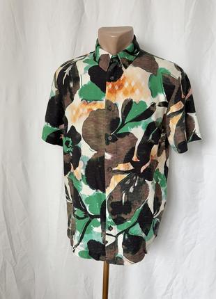 River island гавайская рубашка гавайка яркая тенниска вискоза летняя контрастная цветы ветки