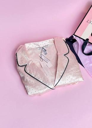 Піжама victoria's secret dew drop satin long pajama set pink