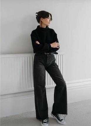 Черные джинсы широкие трубы палаццо высокая посадка р. s 36 zara